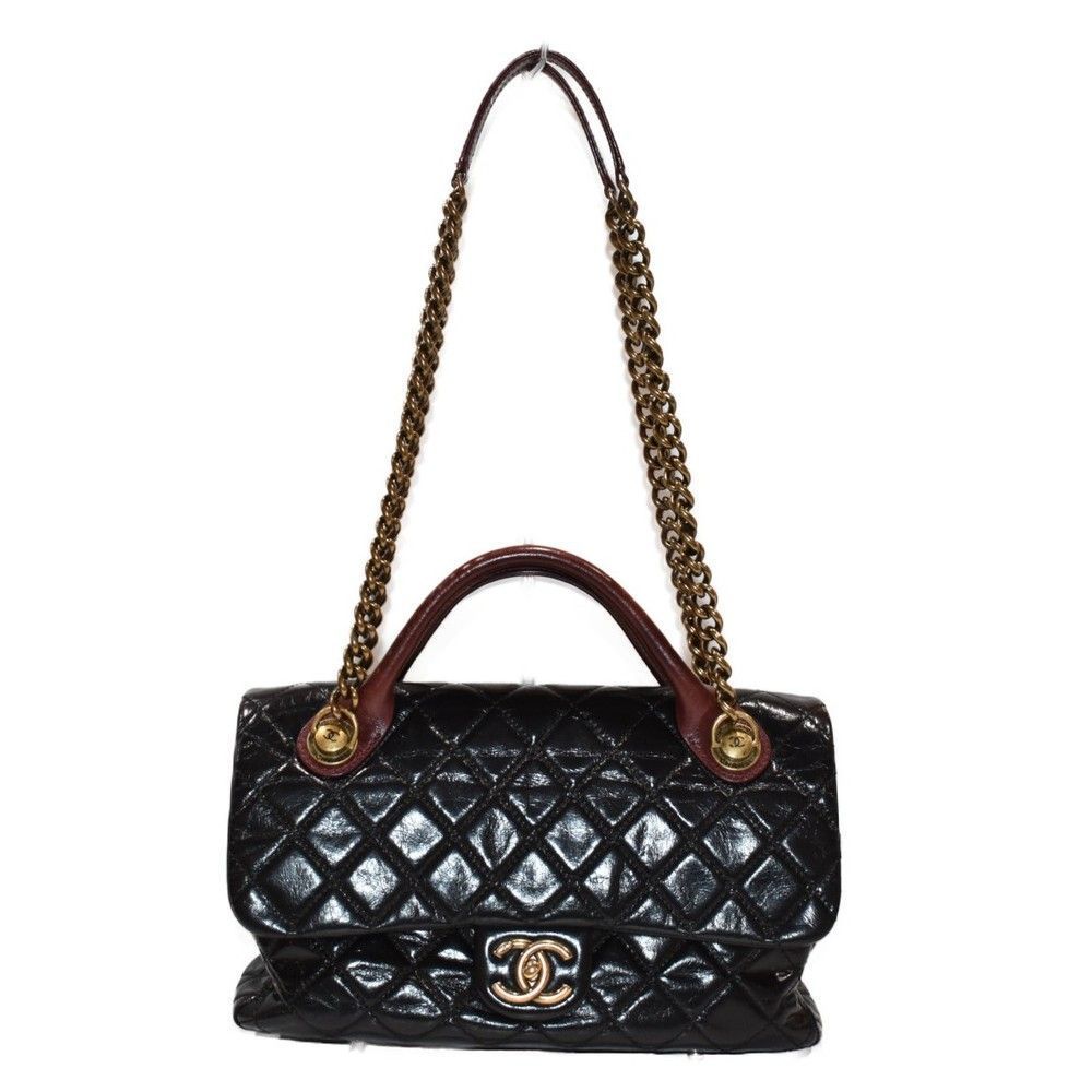 Chanel Chain Shoulder Bag Leather Black